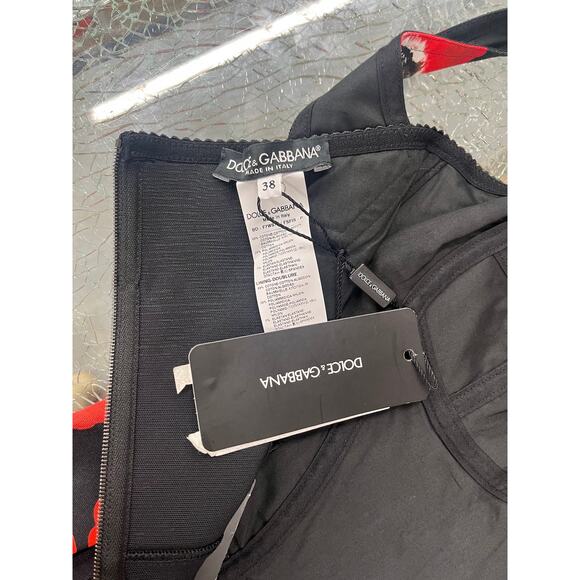 NWT Dolce & Gabbana Rose floral-print bodysuit Top Red Black IT 36 US XS - Picture 10 of 10